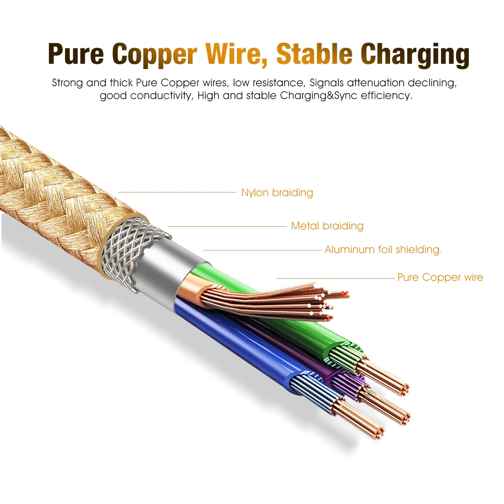 USB a USB 3.0 tipo C, 3m de cable de soporte de carga rápida de 3A y 5Gbps de trasferencia de datos de nylon trenzado y carcasa de aluminio.