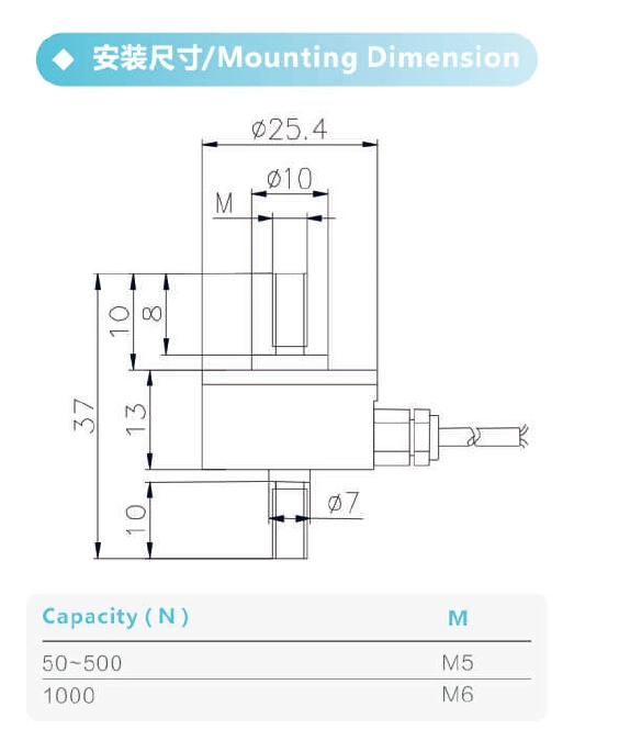 Bransensor Miniature in Line Tension Compression Load Cell for Tensile Force Sensor