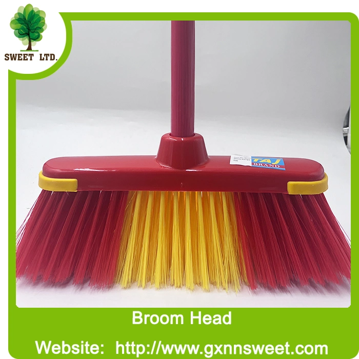 Custom Size Wholesale/Supplier Household Soft Bristles Plastic Broom Head Indoor Cleaning Broom Broom Handle