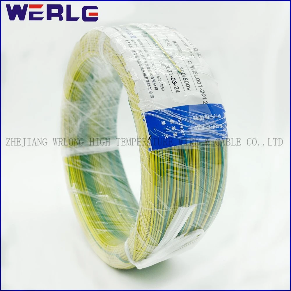 1.0 Agrp Yellow-Green em borracha de silicone trançado de fibra 300V 200c o fio condutor de cobre estanhado isolados