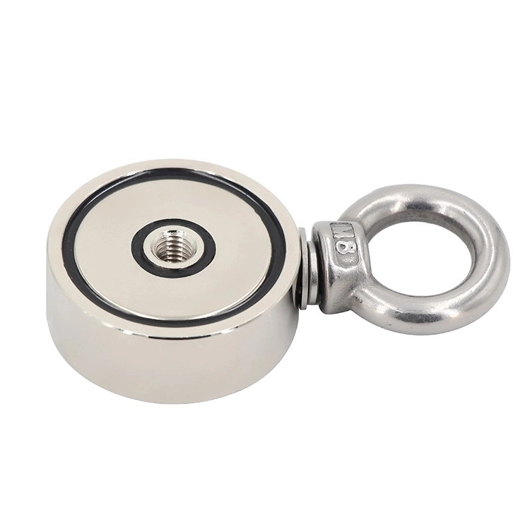 120kg 264lbs N35 D60mm Super Strong Round Neodymium Salvage Double-Side Fishing Magnet with Eyebolt