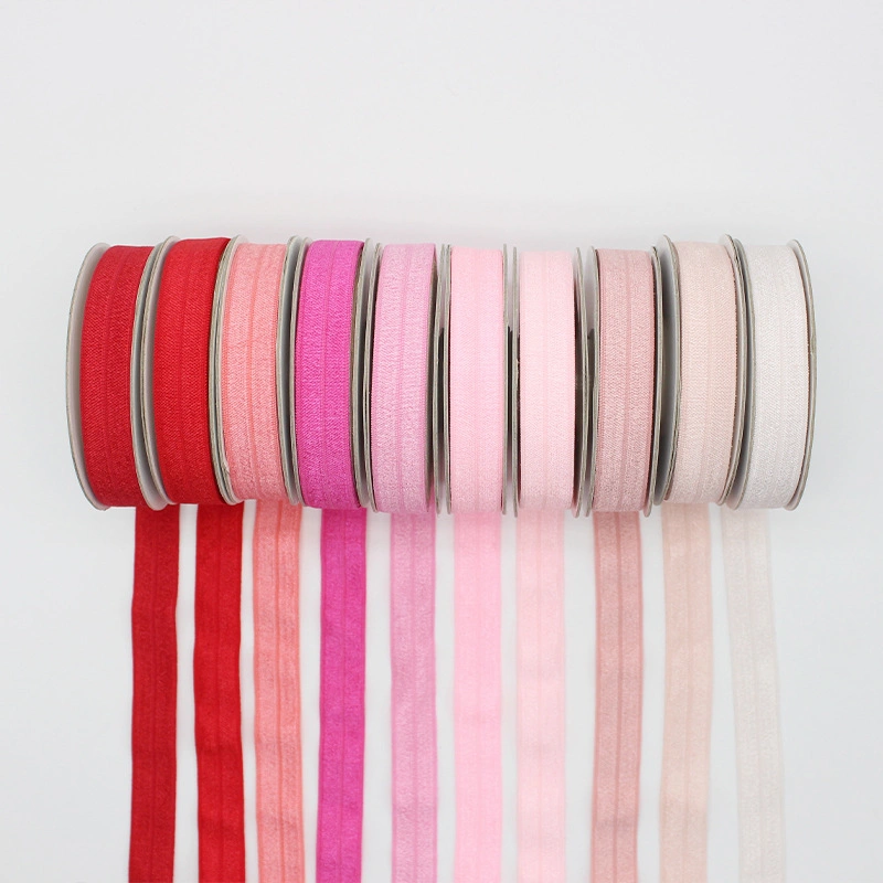 Manufacturers Spot 40-Color 15mm Pink Shiny Elastic Ribbon