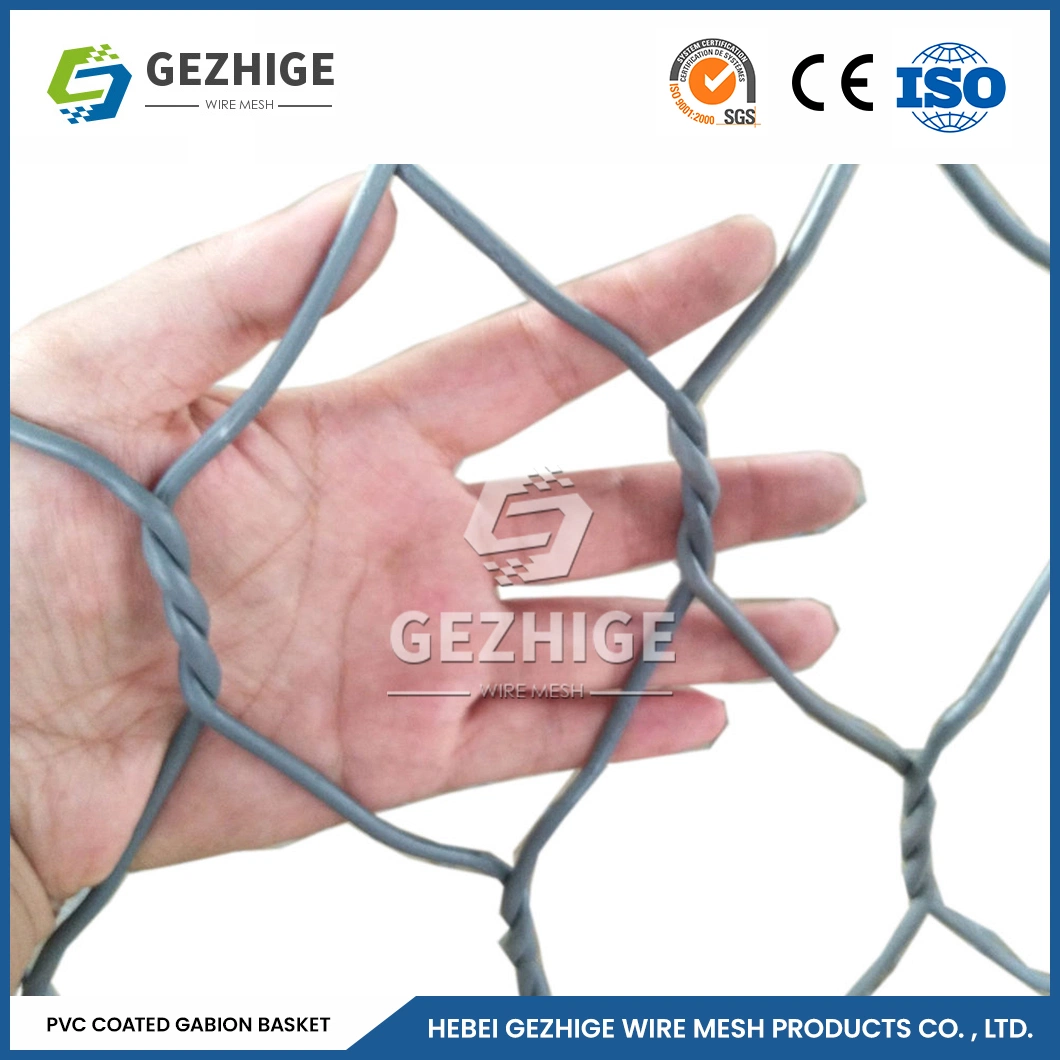 Gezhige 100X150 mm Building Gabions 3.0-4.0mm Selvedge Wire Thickness PVC Gabion Mesh Galvanized Gabion China 4.0*1.0*1.0 M Hexagonal Galvanized Gabion Box Net