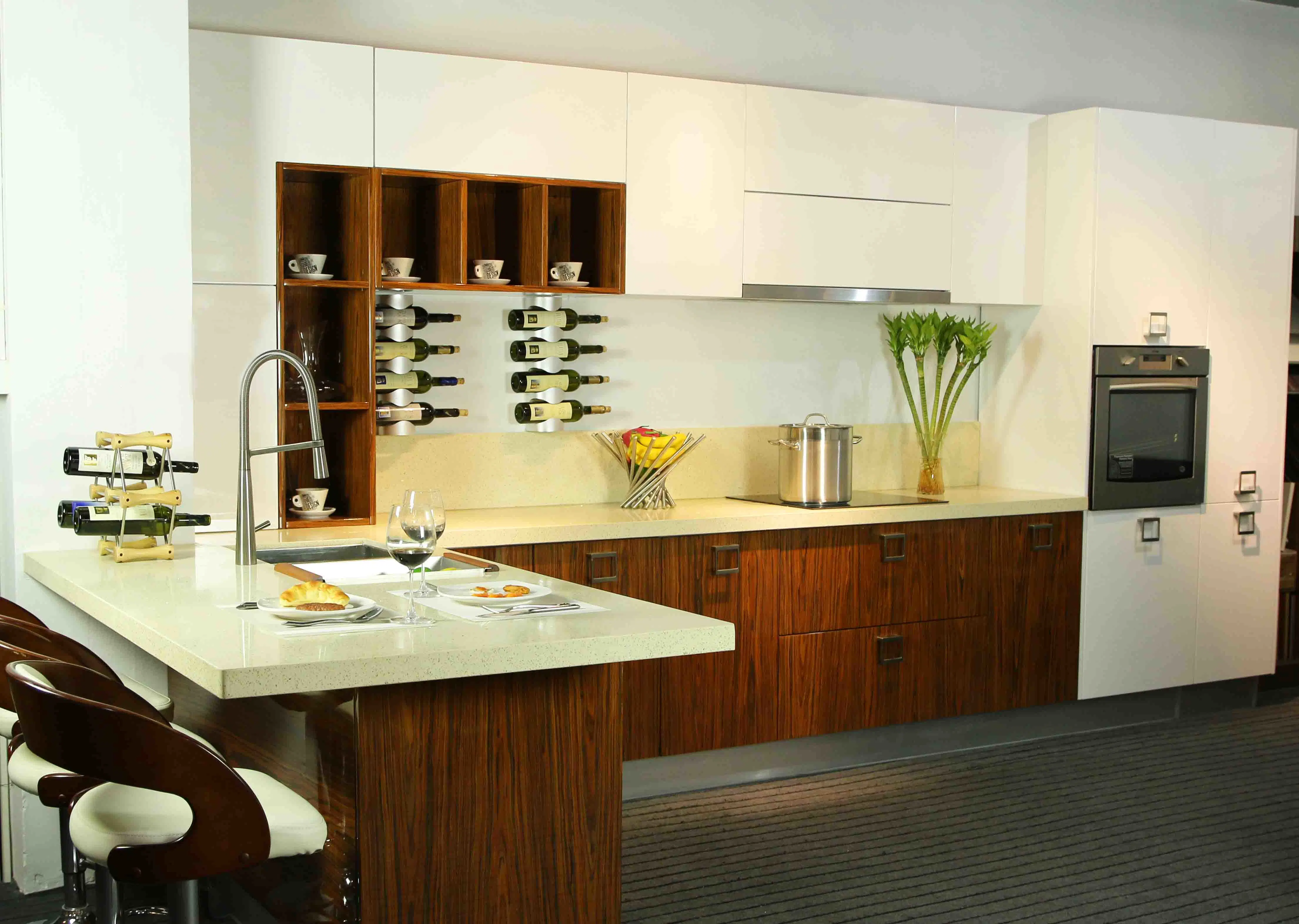 Деревянная отделка Lacquer Kitchen Мебель (BR-LV005)