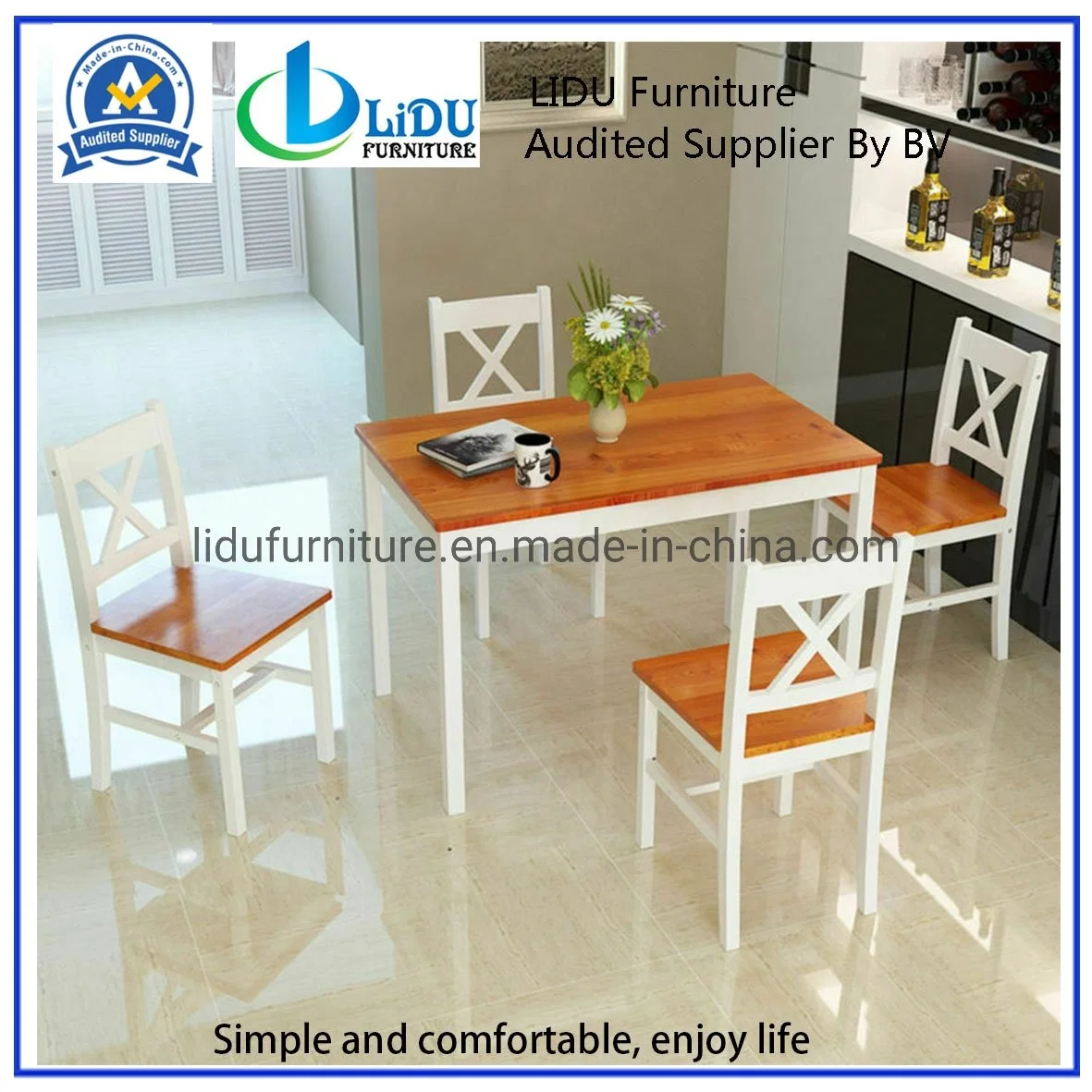 Modern Solid Pine Wood Dining Table Set with 2/4 Chairs Kitchen Dining Furniture Dining Room Set