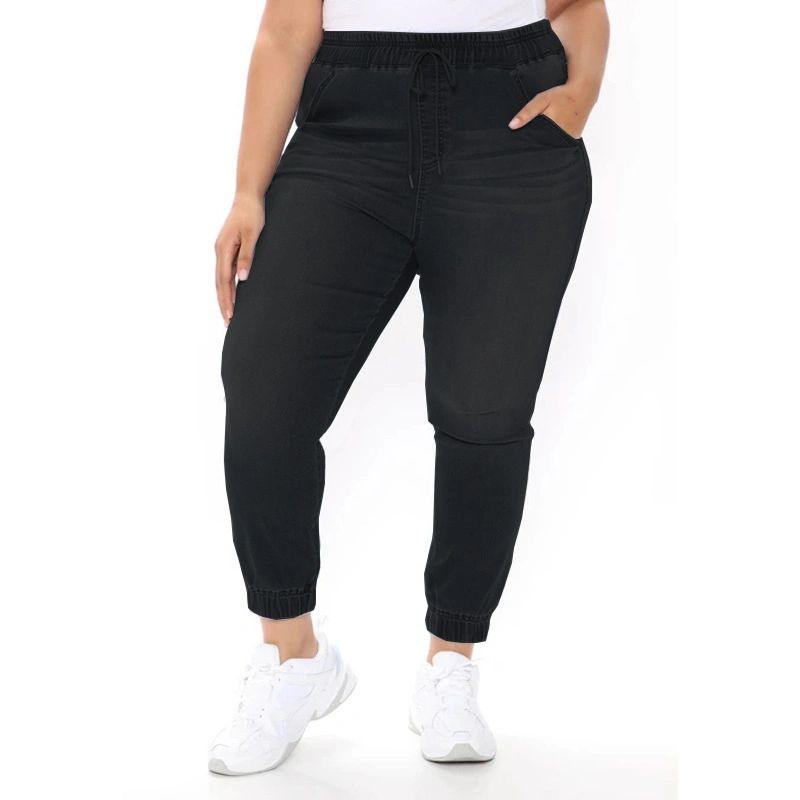 High Waisted Scratch Holes Non-Stretch Quality Elastane Bottom Hem New Fashion Lady Jeans Light-Blue Fit Jeans Haren Pants
