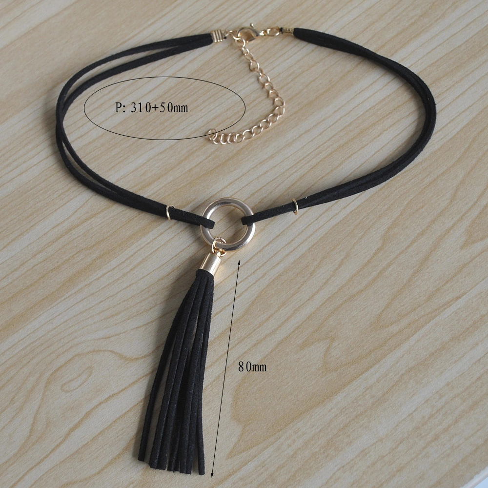 New Pukn Fashion Double Layers Jewelry Leather Chain with Stylish Pendant Choker Necklace