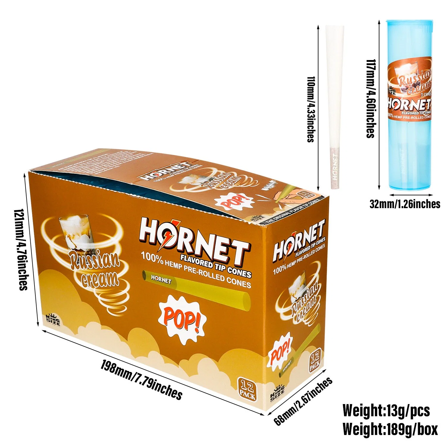 Wholesale/Supplier Hornet Brand (110mm) White Tube Rolling Paper