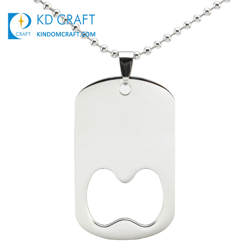 La moda en blanco personalizados de acero inoxidable de metal grabado sublimación Militar del Ejército de lujo Custom Dog Tag Collar con cadena de bolas