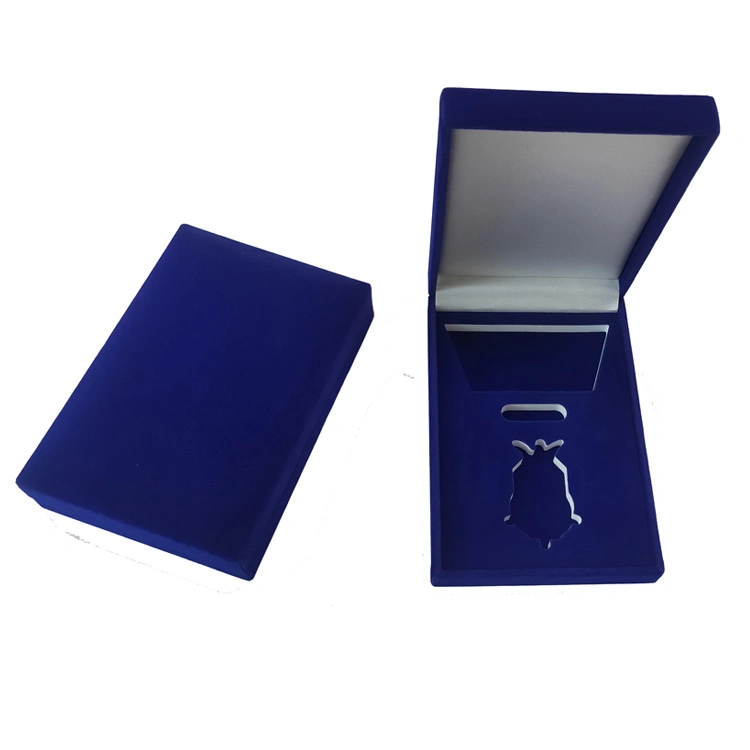 Blau beflockt Samt Präsentation Verpackung Medaille Display Box für Souveris