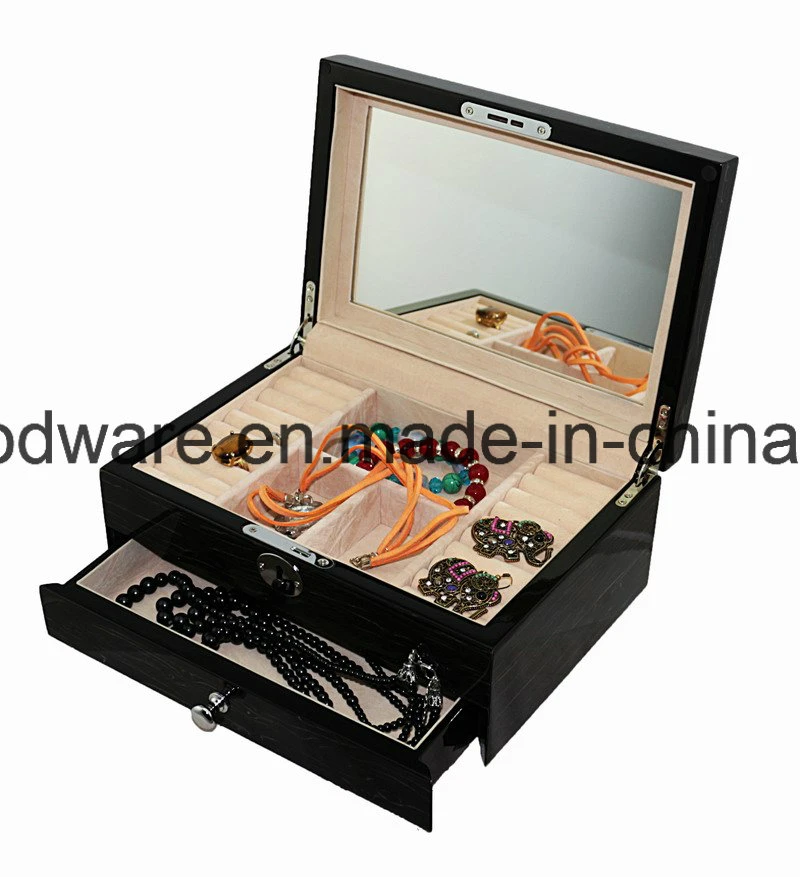 MDF Piano Finish Wooden Jewelry Storage Packaging Gift Box Case