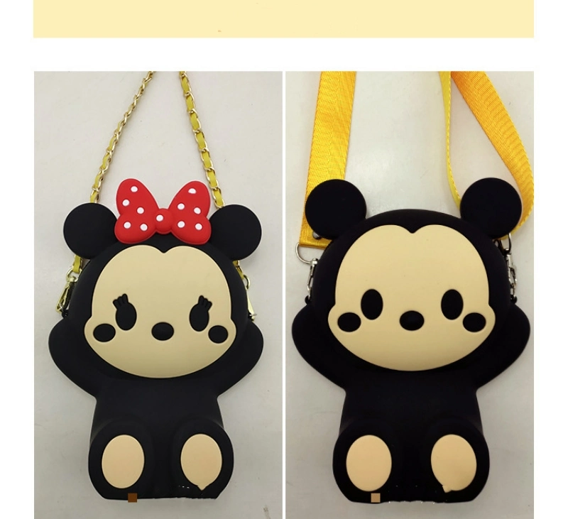 Cute 3D Mickey Silicone Shoulder Bag Silicone Mickey Sling Mobile Phone Bag with Straps