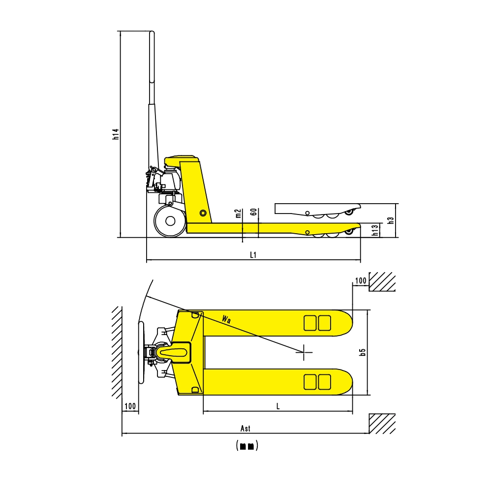 China Made Heavy Duty Hand Pallet Truck 11000lbs 5000kgs 5t Manual Hydraulic Hand Pallet Jack Truck (WB)