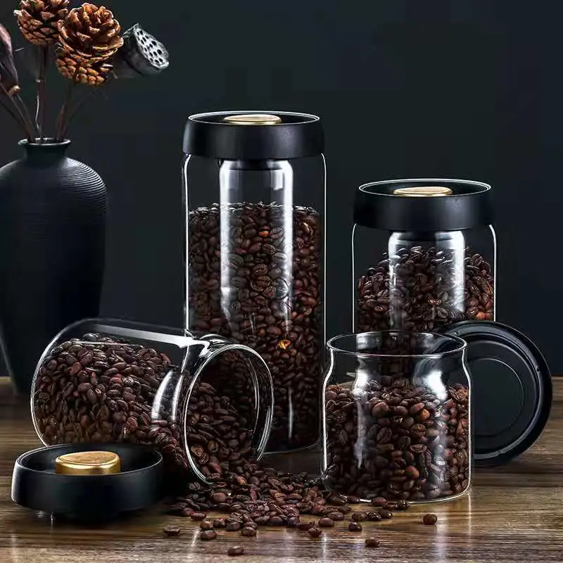 2200ml 1600ml Café almacenamiento de granos de café vidrio botella Utensilios de cocina vaso Jar