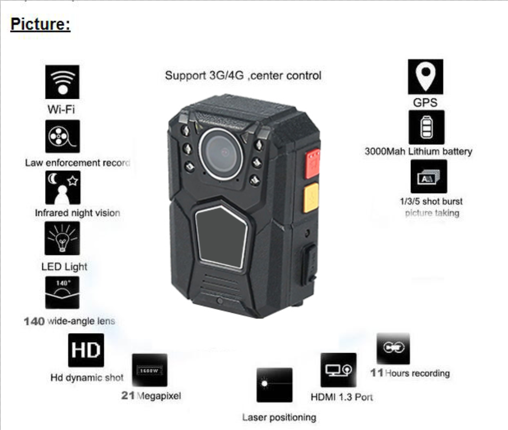 Security Waterproof CCTV Police Body Worn Digital Video IP Camera (WiFi& GPS Option)