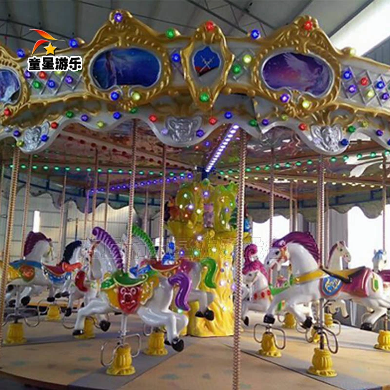 16 People Hot Sale Double Eaves Luxury Carousel Amusement Park Rides