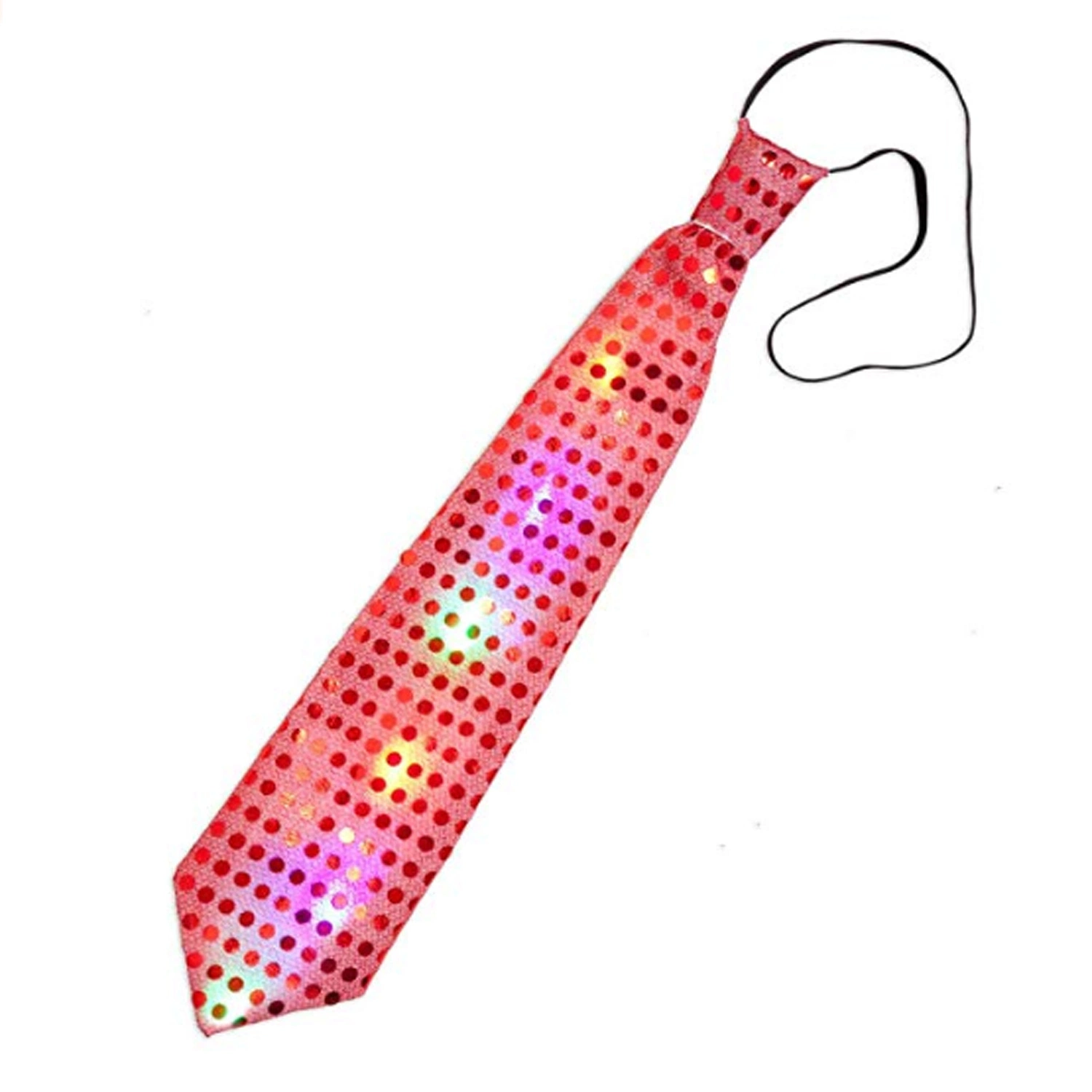 Flashing LED Neck Tie - Novelty Sequins Light up Tie