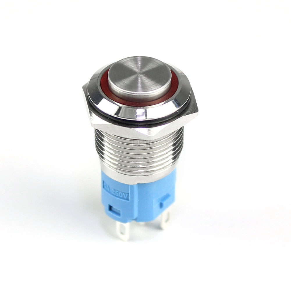 16mm 5pin Momentary 12V LED Illuminated Metal Push Button Switch