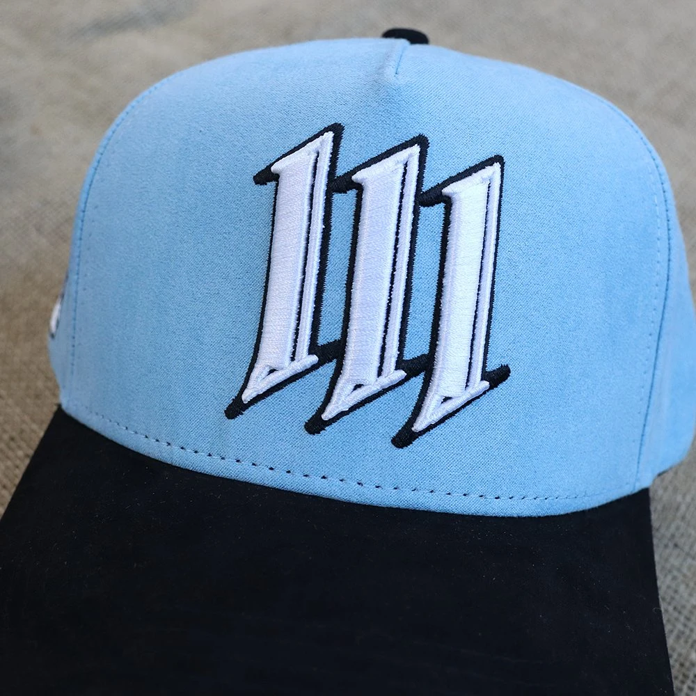 Custom Cap Fashion Trend 5 Panel Blue and Grey Suede Baseball Cap Embroidered Custom Logo