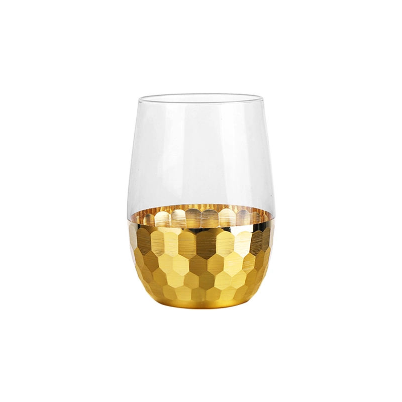 Luxury Glass Cup with E-Plating Honeycomb Water Drinking Glassware