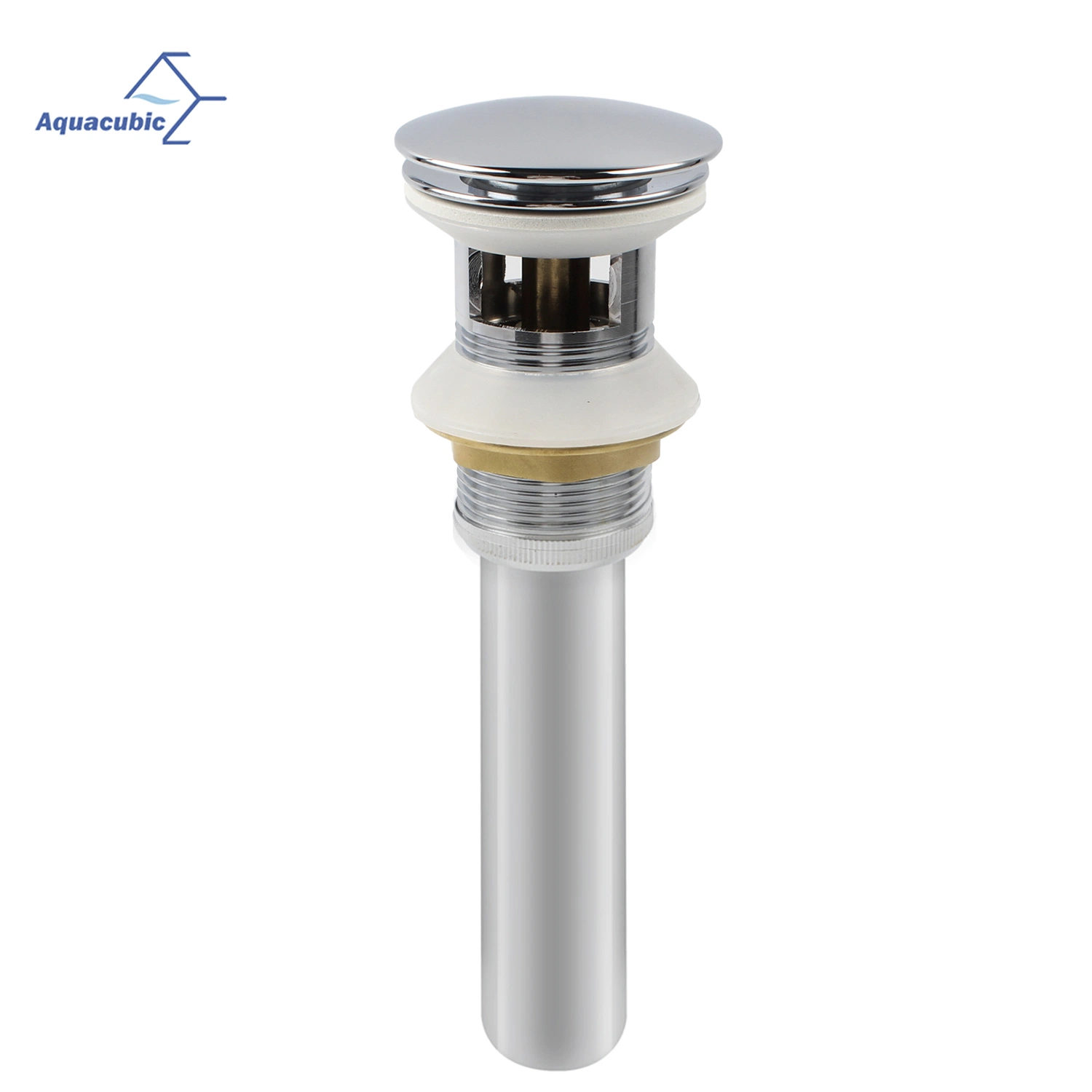 China Hot Sale Bathroom Round Pop-up Sink Drain with Overflow Factory Price Brass Basin Drainer