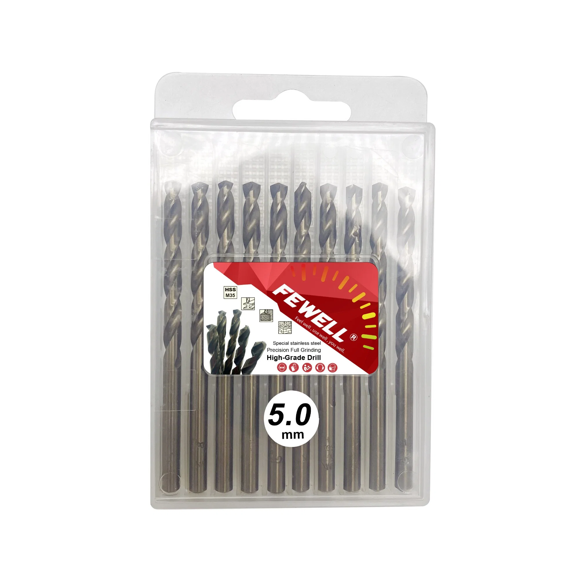 M35 Mango recto HSS Brocas de torsión de 5mm para la perforación de metal, acero inoxidable y acero inoxidable