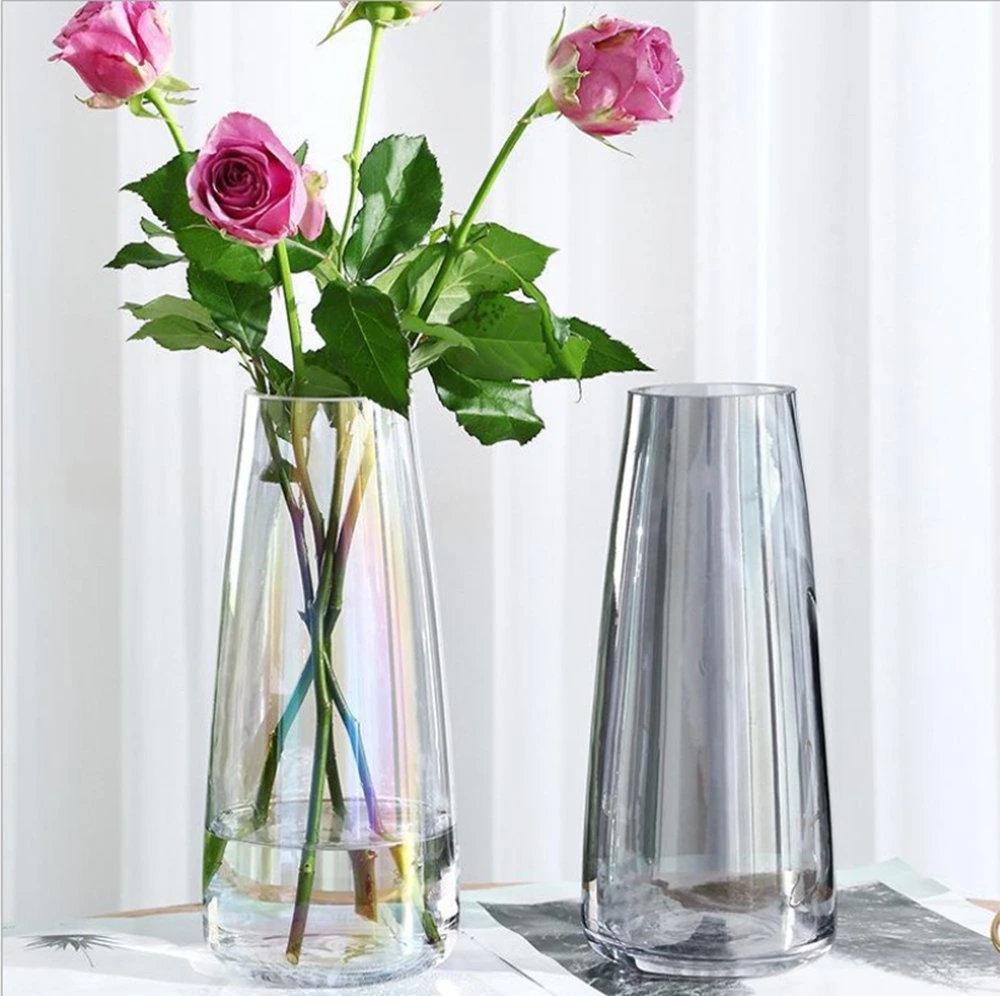 2022 Nordic Glas Vasen Blumenfarbige Glas Schwarz Blaue Vase Fertigt moderne Vase für Hochzeit Mittelstücke Home Decor