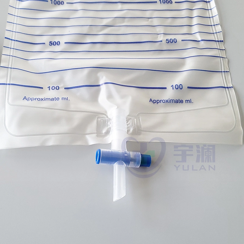 Saco para esterilização por urina descartável balão para drenagem Urine Collection de 2000 ml com Válvula em T.