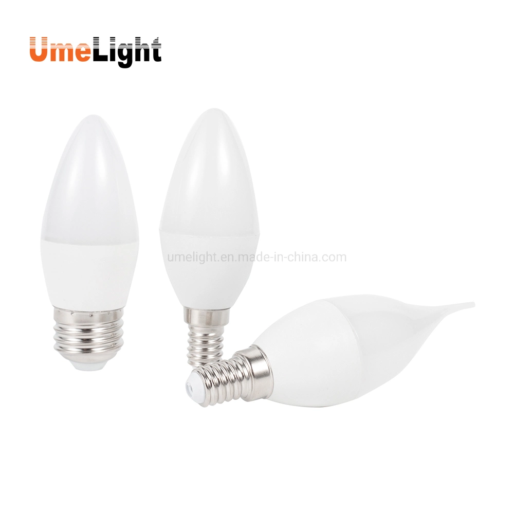 C37 LED Candelabra Bulbs 5W E14 E27 B22 B15 Lamp Cap Plastic Aluminum LED Candle Bulb Light with CE RoHS ERP Approval Energy Saving Lamp for Indoor Lighting