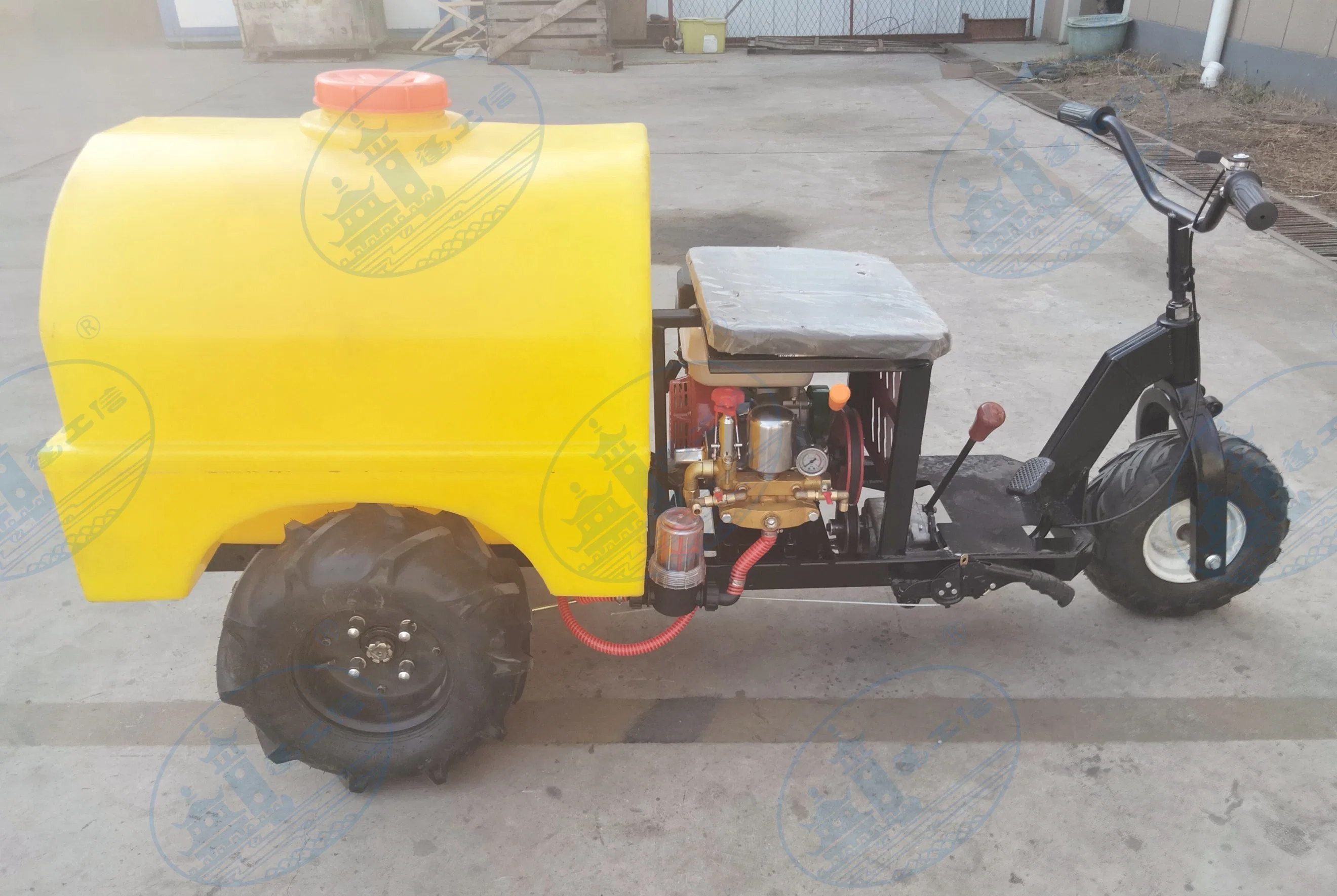 Moteur diesel automoteur à 3 roues jaune, à cylindre autotracté, Orchard Spray Power Pulvérisateur