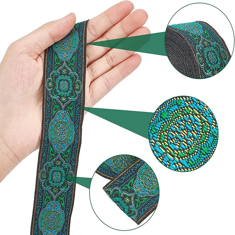 Custom Embroidery Fabric Jacquard Woven Ribbon Trim Bag Garment Accessories for Embellishment Decoration