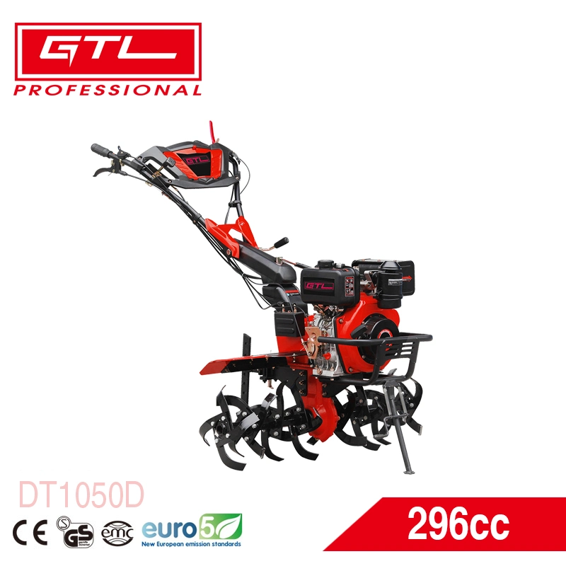 6.5HP 4 Stroke Agricultural Diesel Power Tiller Garden Rotavator Diesel Rotary Cultivator Tillers with Cast-Iron Gearbox (DT1050D)