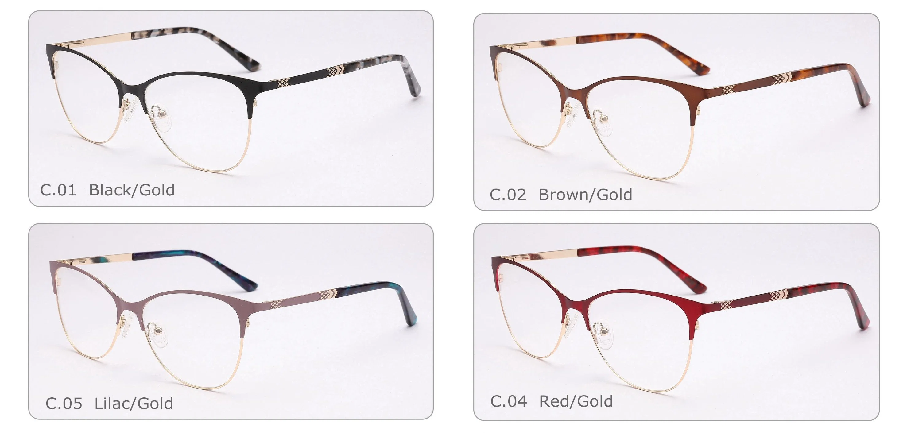 Alta Qualidade moderno personalizados de acetato de óculos Mulher Metal vidros ópticos Frames