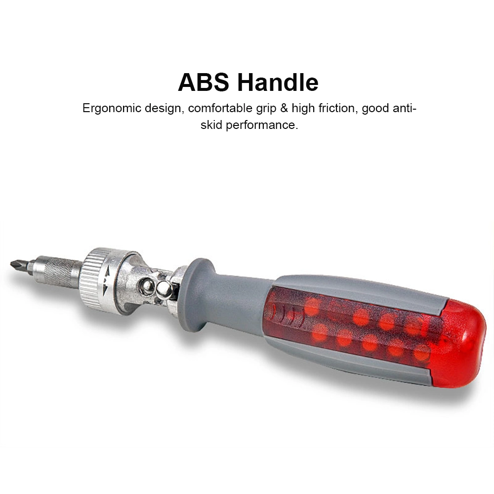 Two-Way Ratchet Screwdriver Set with 10 Bits 180&deg; Alloy Elbow Screwdriver 6.35mm Screw Driver Alloy Elbow Ratchet Screwdriver Elbow Combination Set