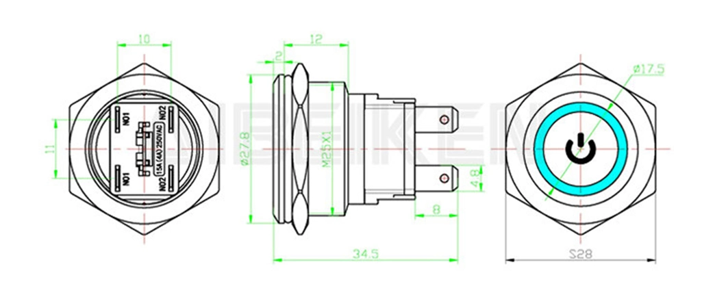 Allumé en 15A alimentation électrique intelligent de verrouillage de la LED du bouton