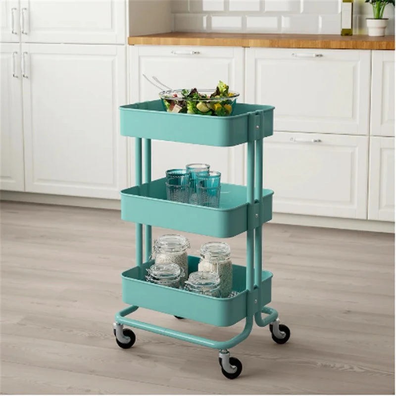 Metal Movable Three-Tier Kitchen Utensils, Kitchen Carts