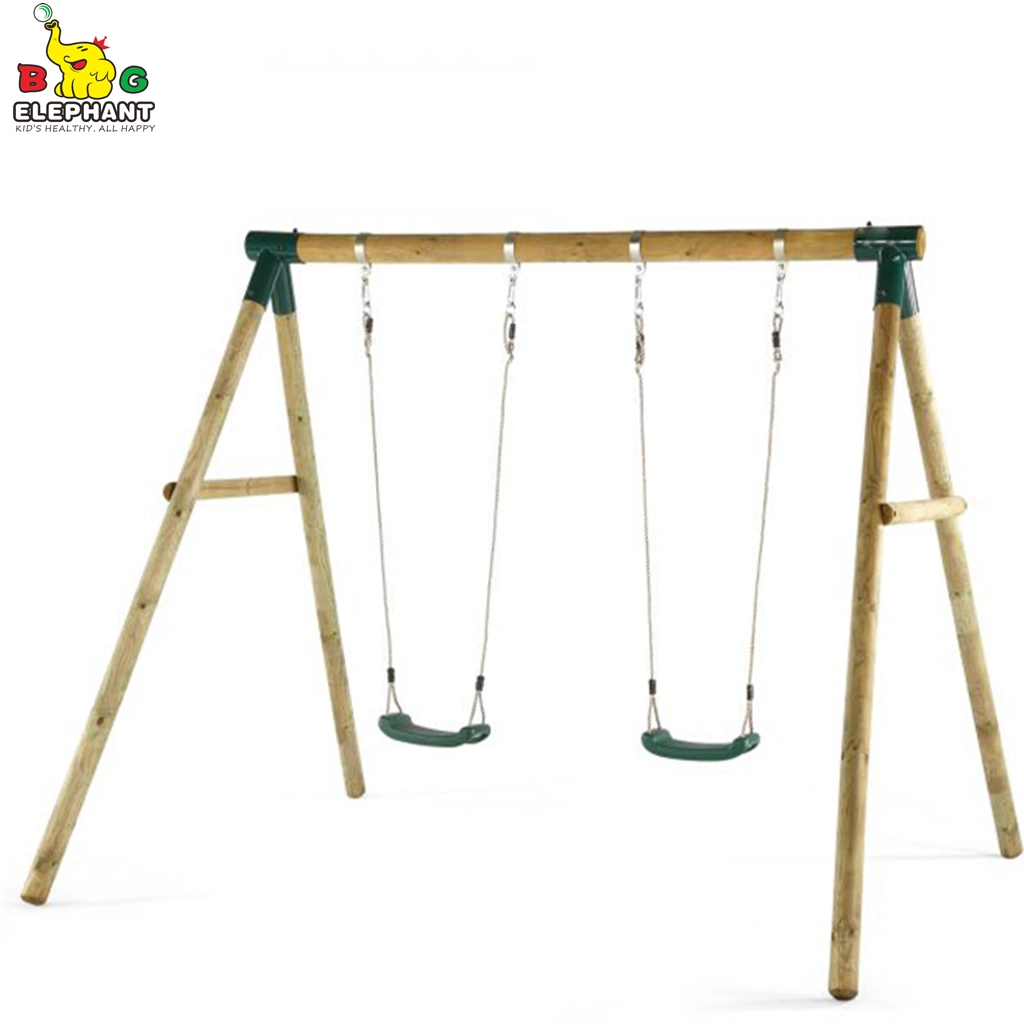 600lbs Outdoor Log Wooden Swing Set Zona de juegos con escalador