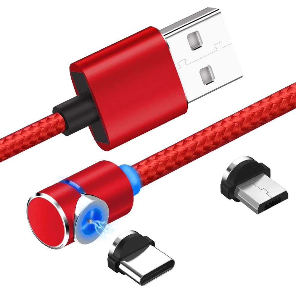 Rt-Mc4 90 Degree LED Magnetic Micro USB Type C iPhone Charging Cable