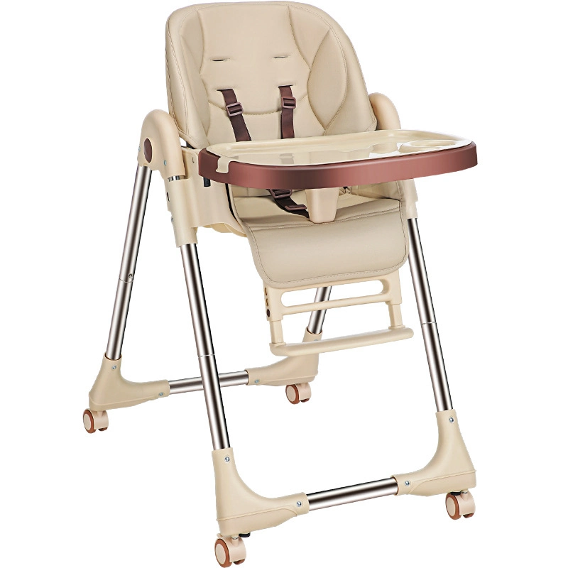 Одна кнопка складывания для кормления малыша стул кожаные сиденья детский обеденный стул