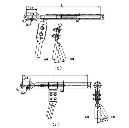 Pince de serrage de type Ny pour ligne de transmission électrique aérienne.