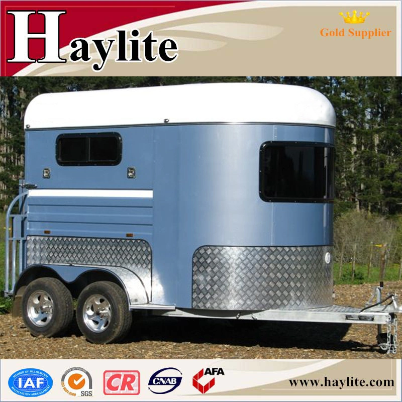 White 2 Horse Float with Horse Trailer Ramp Living Quarters and Roof for Sale