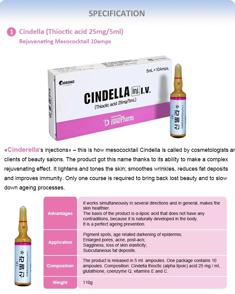 Beauty Cinderella Gluthione Intravenous Vitamin C Whitening Injection Skin From Korea