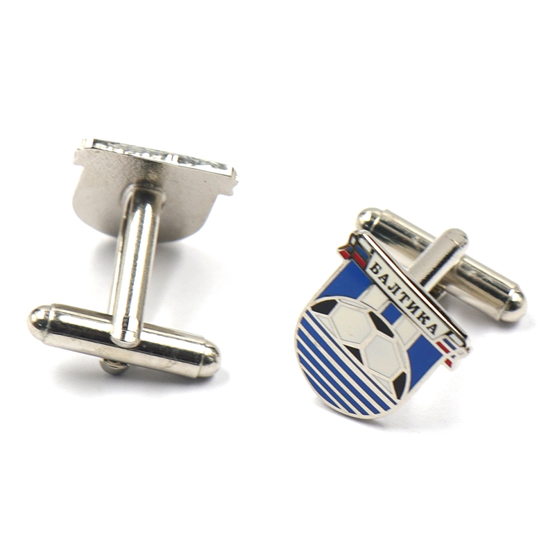 Fábrica de China hecho personalizado imitación chapado en plata y bronce Esmalte Duro Rusia Baltika Cufflink Fútbol Club