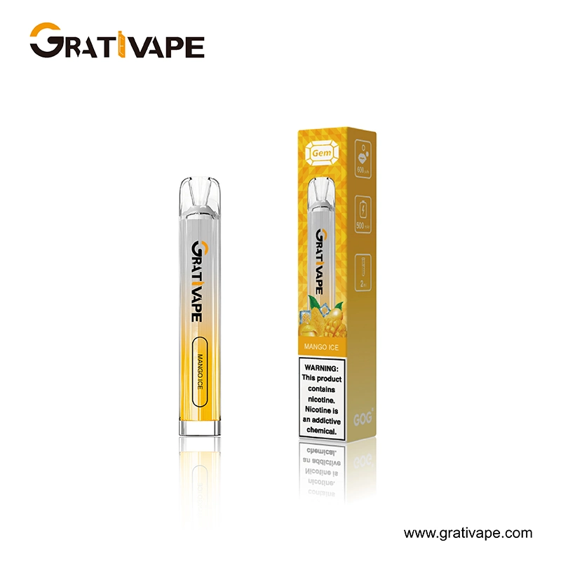 Best Price Original Disposable/Chargeable 2ml Vape Gem 600 Puff Rechargeable Fruit Flavor Vape Pen Fashion E Cigarette