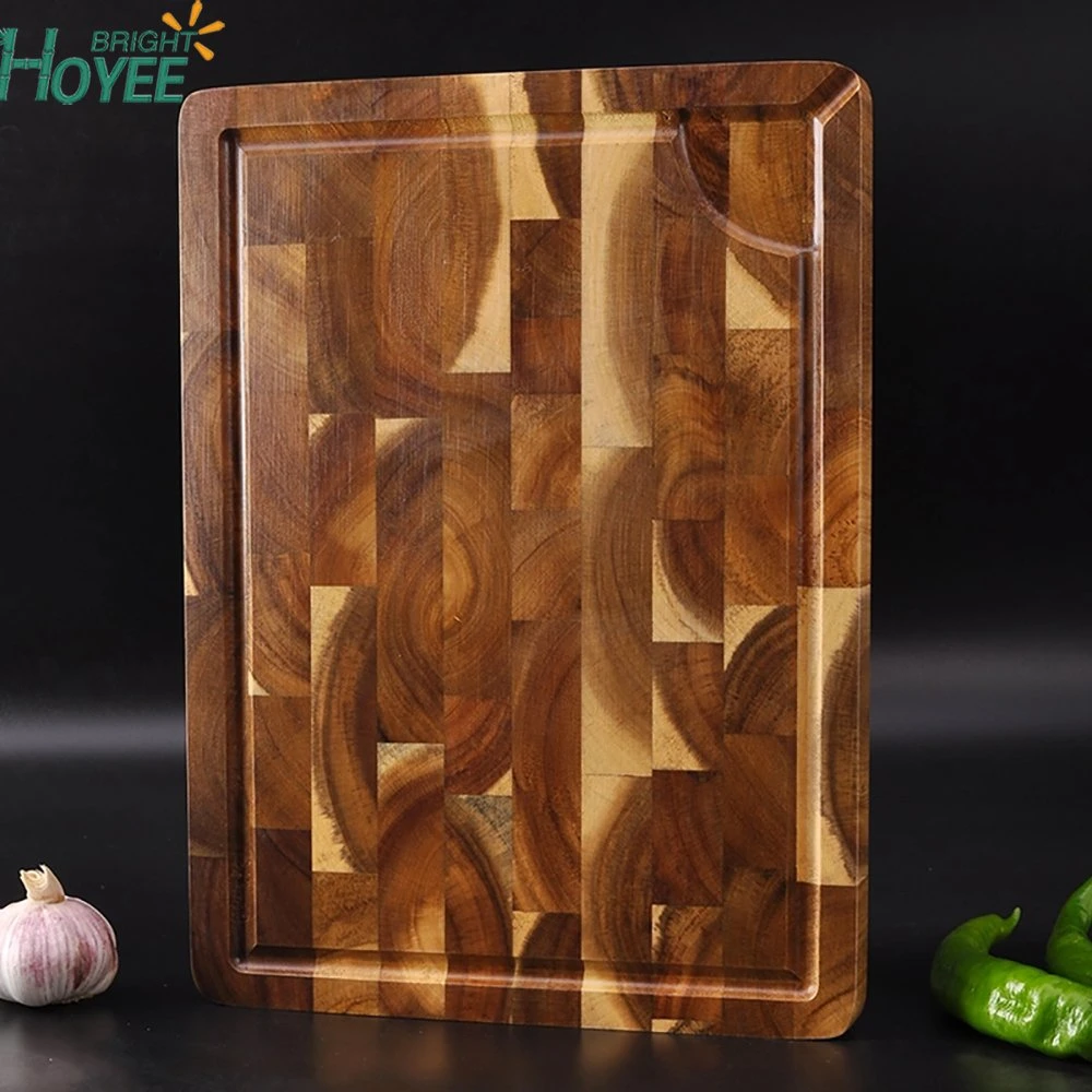 Custom/Wholesale/Supplier Kitchen End Grain Wood Chopping Board Black Walnut Wooded Cutting Board with Juice Groove
