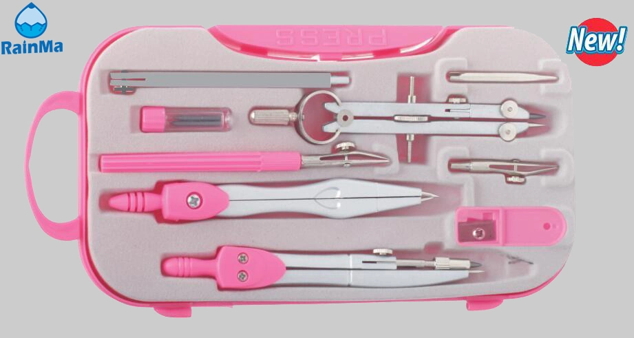 Rose plastique compas 7 ensembles pour la papeterie d'école et de bureau Alimentation