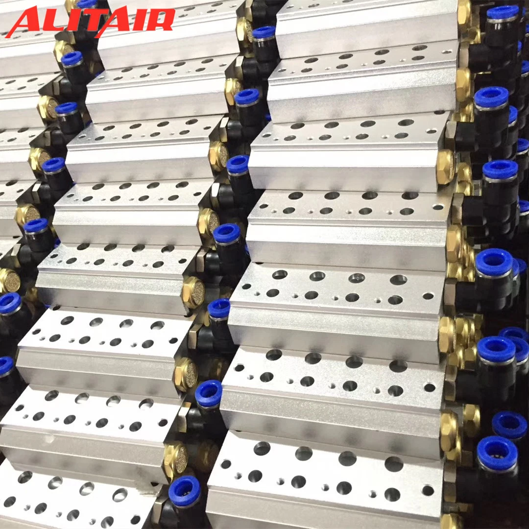 Pneumatic Solenoid Valves 4V110 4V210 4V310 Air Exhaust Manifold 100m 200m 300m Valve Plate Base Manifold with Accessories