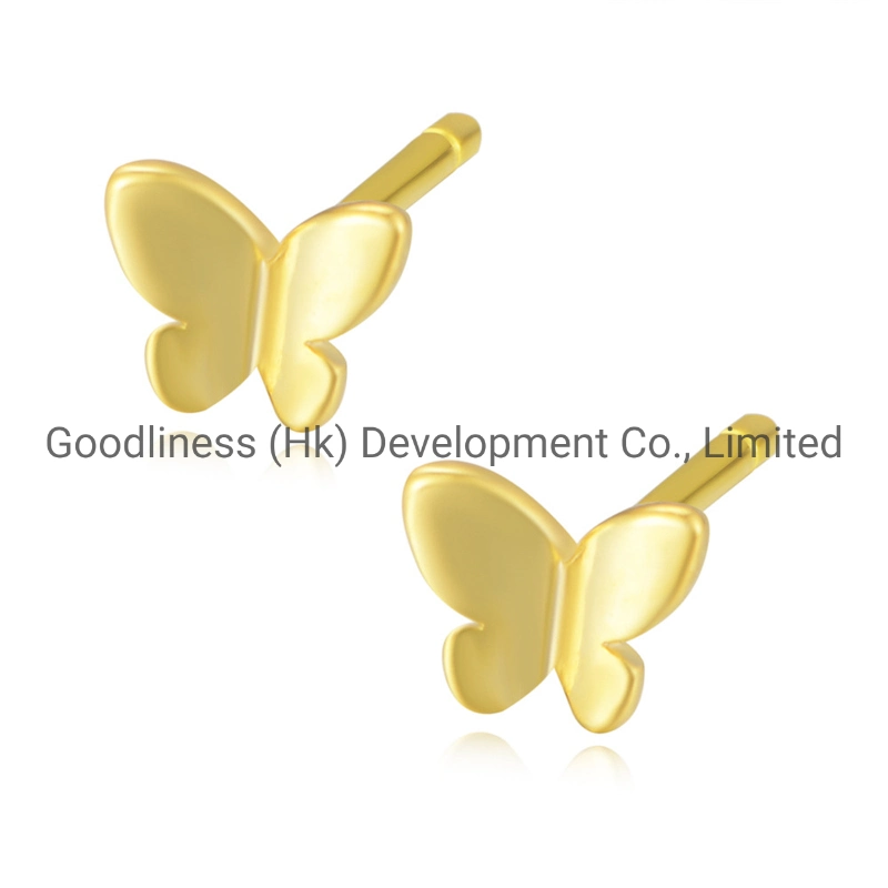 Women Children Plain Silver Butterfly Stud Earrings Fashion Jewelry