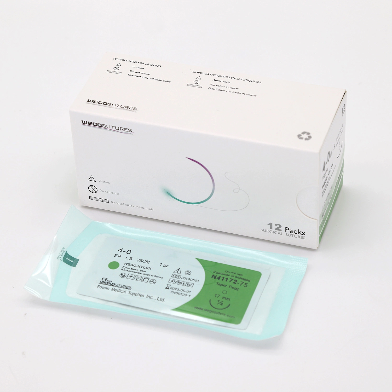 Wego Brand Blue Nylon Surgical Suture 50mm