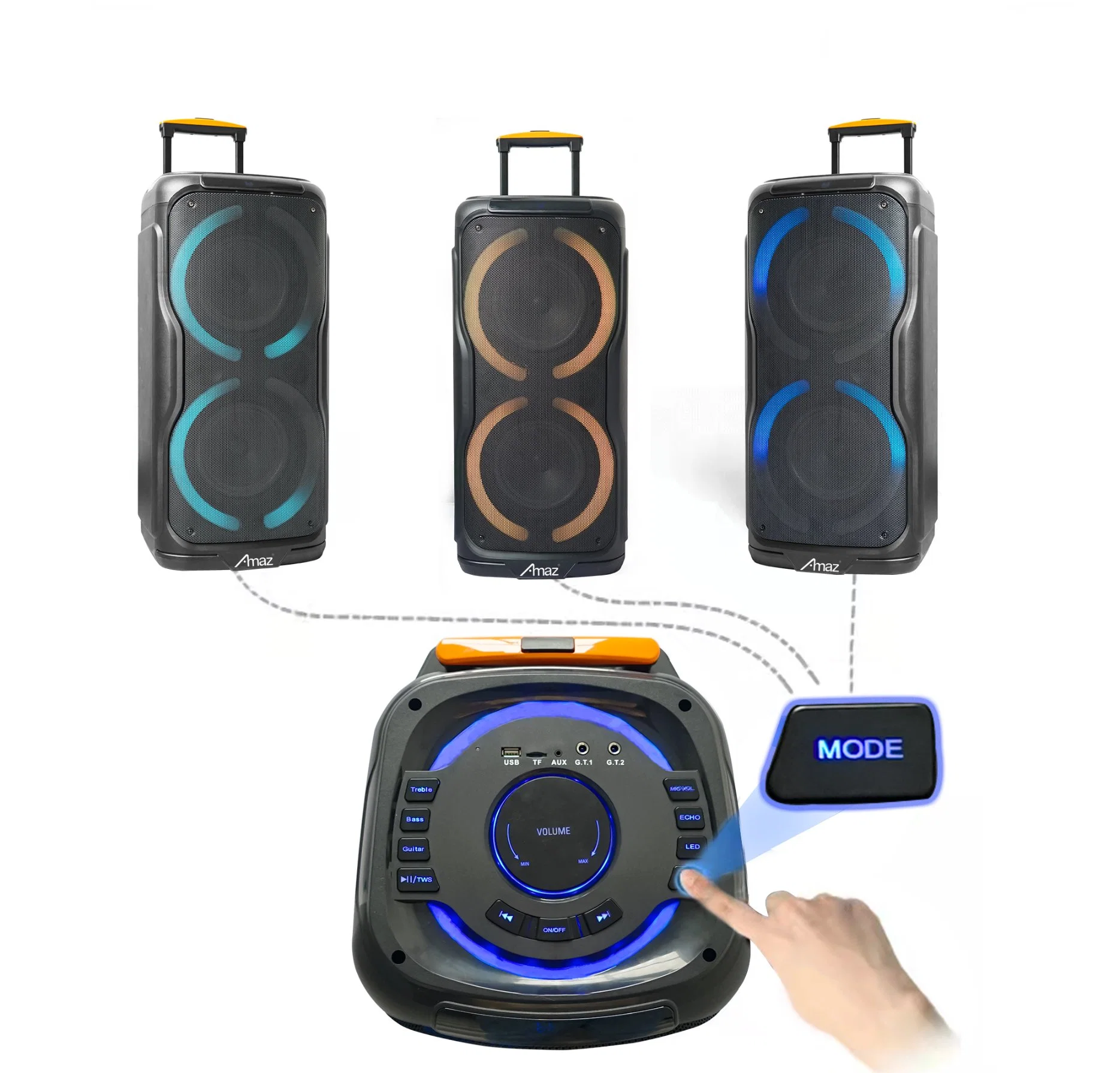 Neuester Wiederaufladbarer Doppelter Woofer-Wireless-Trolley-Lautsprecher